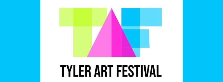 Logo for the Tyler Art Festival featuring colorful geometric shapes and the acronym "TAF."