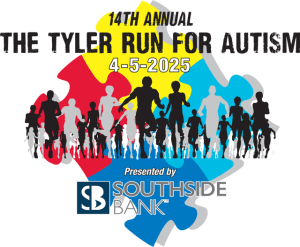 Logo for the 14th Annual Tyler Run for Autism, scheduled for April 5, 2025, presented by Southside Bank.