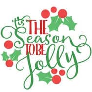 Text design featuring the phrase "It's the Season to be Jolly" in festive colors with holly and berries. Text design featuring the phrase "It's the Season to be Jolly" in festive colors with holly and berries.