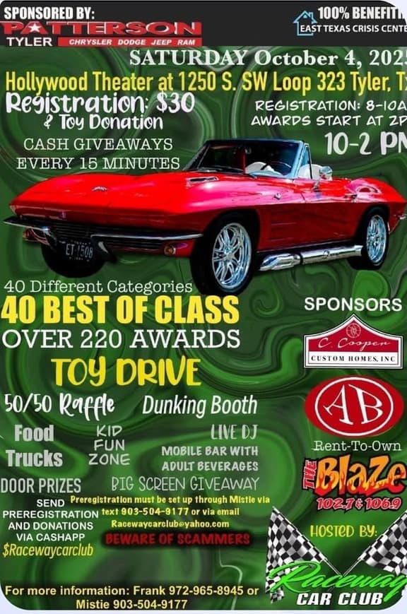 picture of red corvette vintage and information about the car show.