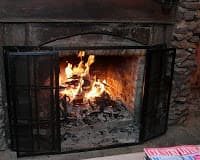 fire burning in the Rosevine courtyard