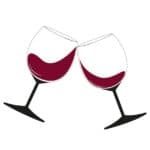 two wine glasses with red wine clinking clip art