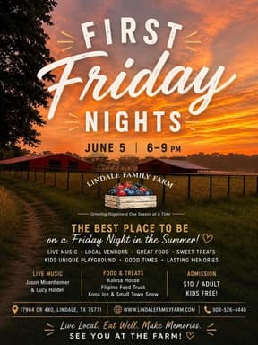 poster for the Lindale Family farms-sunset image