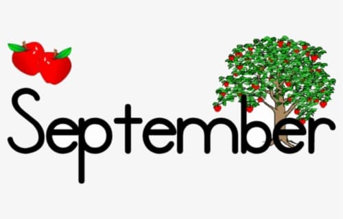 September with red apples and an apple tree