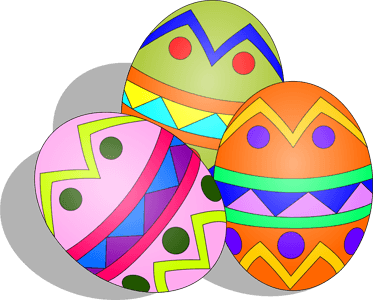 3 colorful Easter Eggs