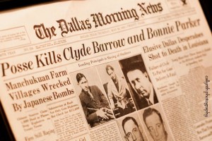 Dallas Morning News with headline article about the death of Bonnie & Clyde