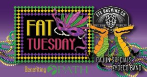 poster announcing Fat Tuesday party at ETX brewery 
