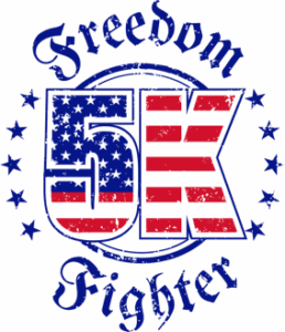 logo in red white and blue Freedom Fighter 5K