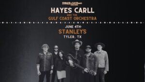 picture of the Hayes Carll Band announcing they will be at Stanleys BBQ on June 4
