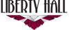 logo for Liberty Hall has wings of purple and white