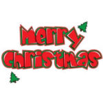 White background Red Lettering spelling out Merry Christmas