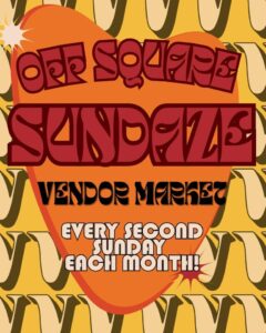 Poster advertising the Sundaze Vendor market off Tyler Downtown Square every second Monday of the Month