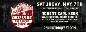 Logo for Red Dirt Festival May 7 www.reddirtfest.com