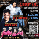 Poster announcing an Elvis Concert at Liberty Hall On Nov. 27th at 7 pm