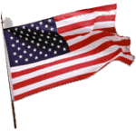 American flag on short pole waving in the wind
