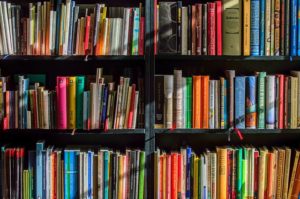 Books of various colors on Shelf