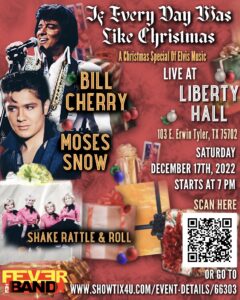 Poster for and Elvis Christmas show at the liberty Theatre on Dec 17
