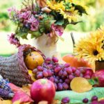 Thanksgiving table with food