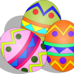 3 multi colored easter eggs