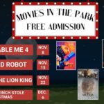 poster says Movies in the Park Free Admission pictures of two movies 
