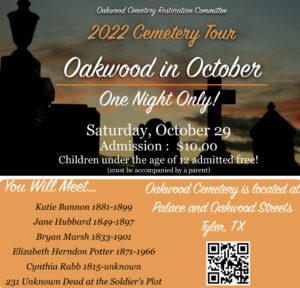 poster for Oakwood Cemetary Tour Oct 29