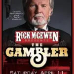 picture of man that looks like Kenny Rogers the words in front of him say Rick McEwen The Gambler