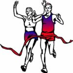 man and woman at the finish line of a run clip art