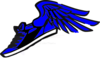 Dark blue running shoe with blue wings