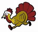 clip art of a turkey with a headband on running in a race