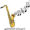 Image of a Saxophone and musical notes