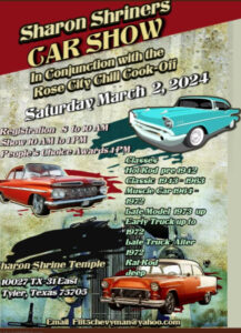 poster about car show and Chili cookoff has several old vntg 1950's cars 