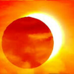 very orange solar eclipse image
