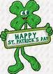 shamrock with face holding happy st. patricks day sign