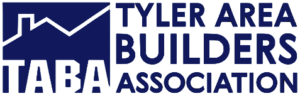 Logo for Tyler Area Buliders Association Blue and White Logo looks like a House roofline with white letters under it TABC