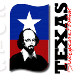 image of Shakespeare with wording Texas Shakespeare Festival