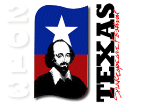 logo for Texas Shakespeare Festival-clip art of Shakespear and words saying Texas Sj=hakespeare Festival