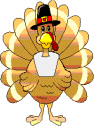 clip art animated turkey with a pilgrim's hat on