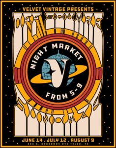 Poster for the Velvet Vintage Night Market from 5-9 July 12