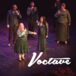 5 peopel singing on stage with the words Voctave in script in the bottom right hand part of the screenshot