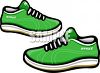 2 green tennis shoes facing apposite directions